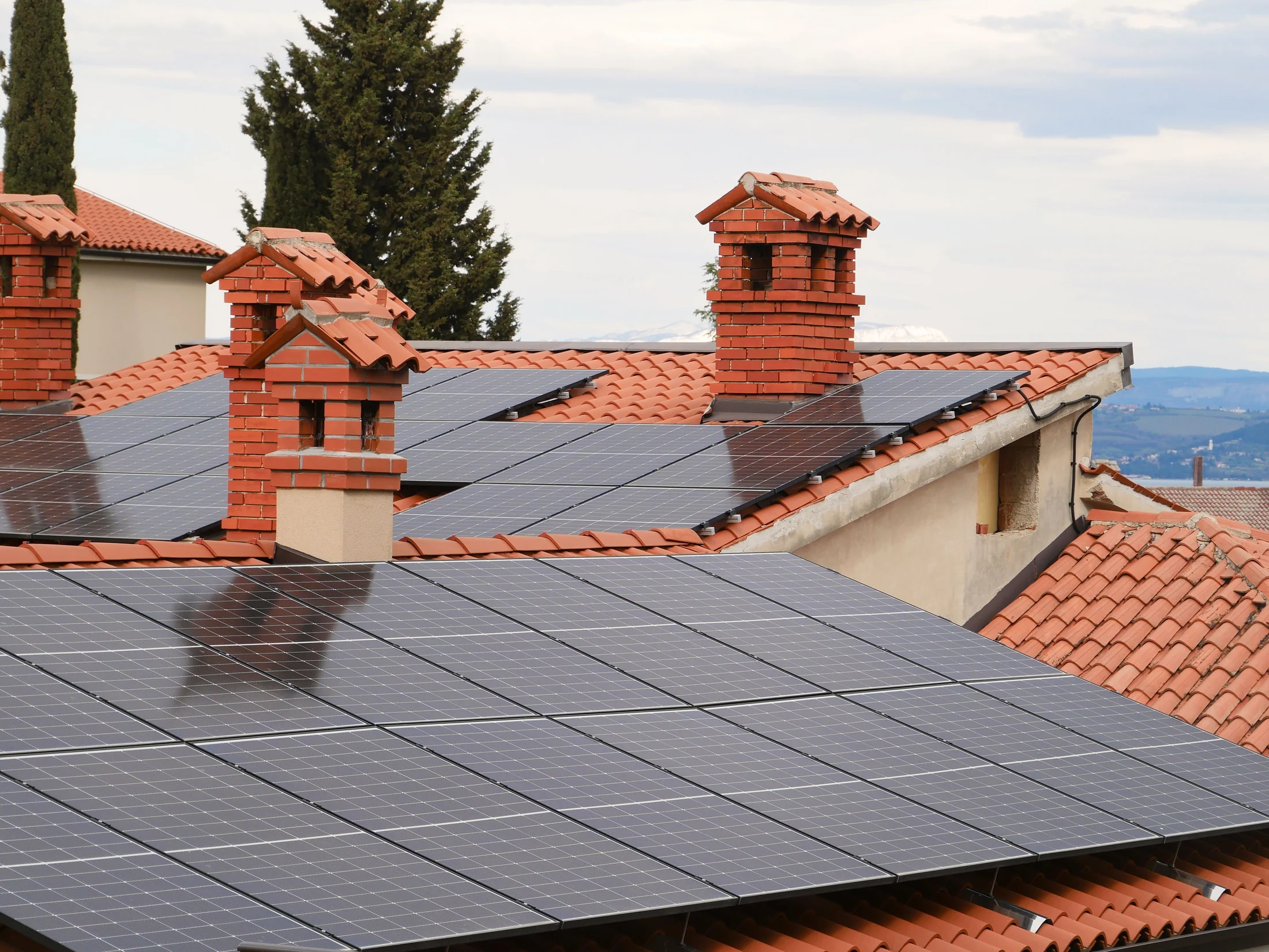 Photovoltaic panels on a building